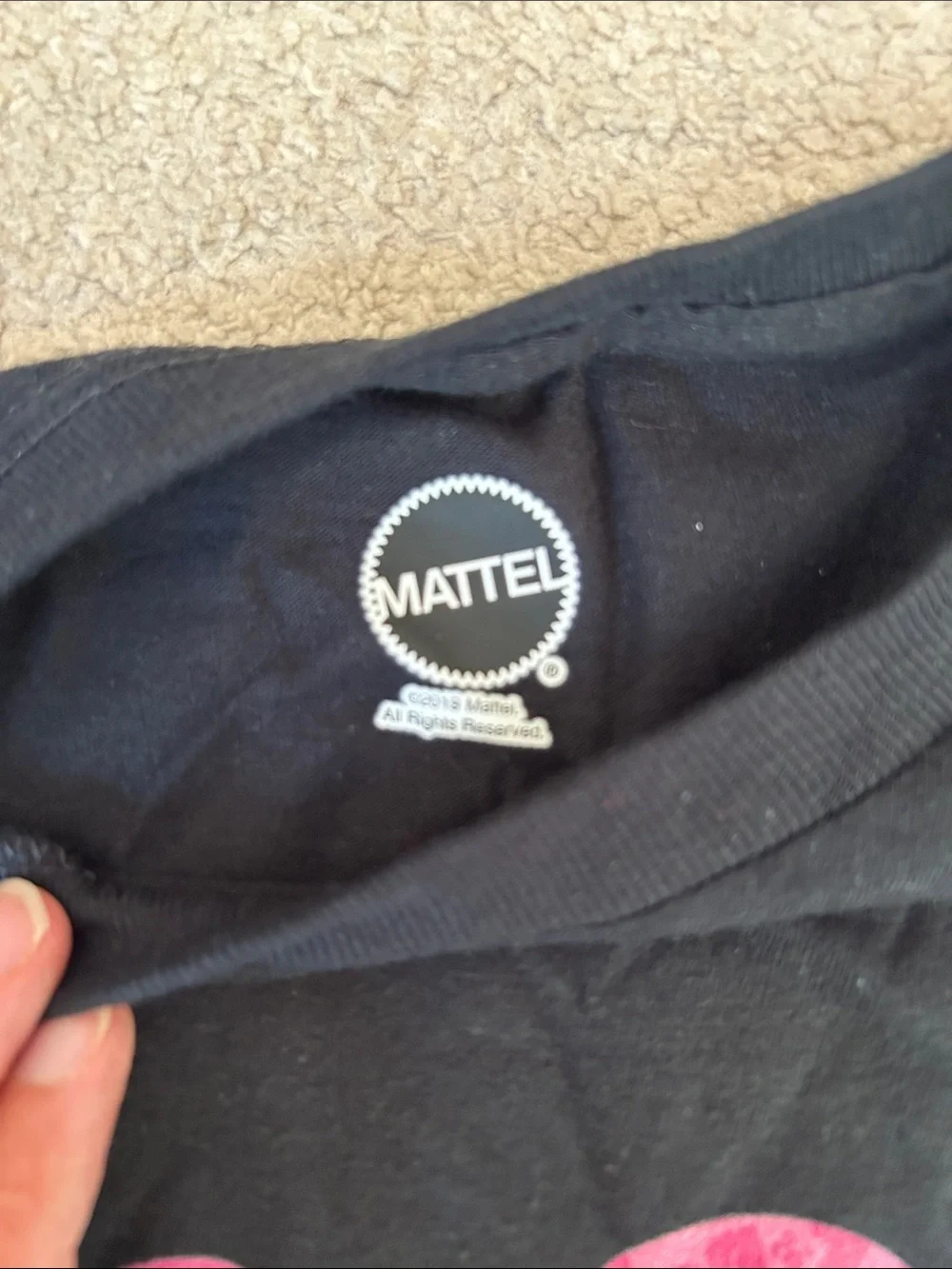 Mattel Barbie Black Tee with Pink Logo and Silhouette